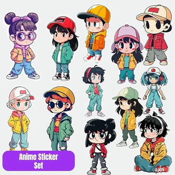 Sticker Master Anime Sticker Seti – El Yapımı Çizgi Karakter Etiketleri, Kawaii Çocuk Çıkartmaları, Defter, Laptop, Matara için Vinil Sticker Seti 12 Adet 7 Cm Sticker Master