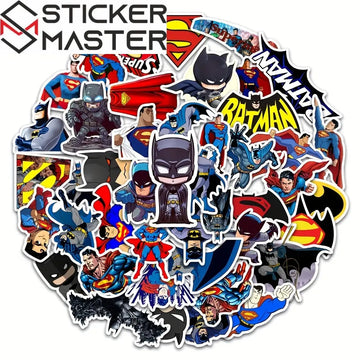 Batman Superman Sticker Seti 45'li - Laptop Araba Telefon - Sticker Master