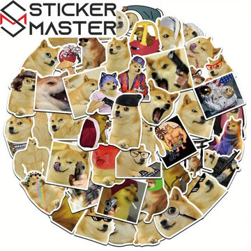 Sticker Master 50'li Köpek Meme Sticker Seti – Suya Dayanıklı Vinyl PVC Karikatür Çıkartmalar | Laptop, Su Şişesi, Kaykay, Telefon, Bavul | Düzensiz Şekiller, Gençler & Yetişkinler - Sticker Master