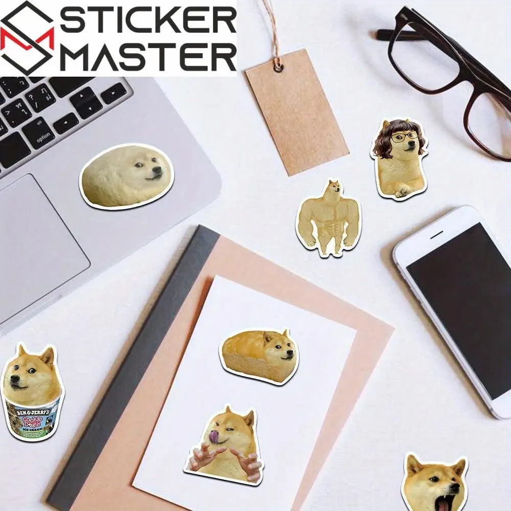 Sticker Master 50'li Köpek Meme Sticker Seti – Suya Dayanıklı Vinyl PVC Karikatür Çıkartmalar | Laptop, Su Şişesi, Kaykay, Telefon, Bavul | Düzensiz Şekiller, Gençler & Yetişkinler - Sticker Master