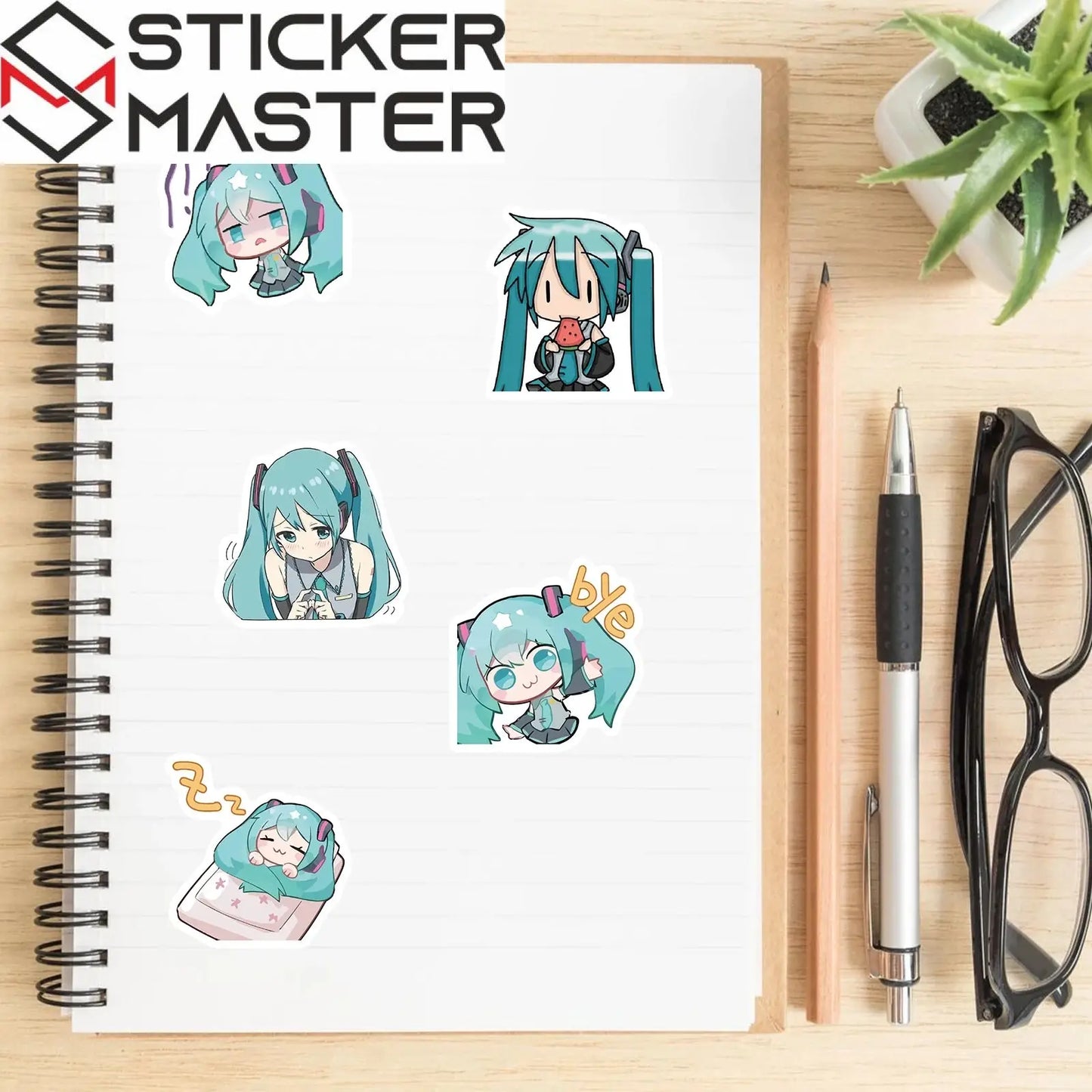 Sticker Master 50 Adet Chibi Sevimli Miku Sticker Set Motor Oto Araç Laptop Telefon Çıkartma Etiket - Sticker Master