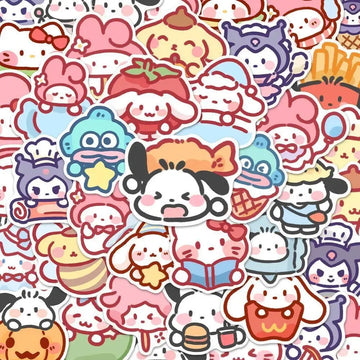 Sticker Master 100 ADET Kawaii Anime Sanrio Sticker Set Motor Oto Araç Laptop Telefon Çıkartma Etiket Sticker Master