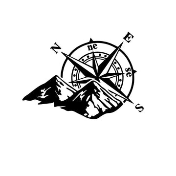 Sticker Master Macera Temalı Oto Sticker Koleksiyonu - Pusula, Dağ ve Kamp Tasarımları Sticker Master