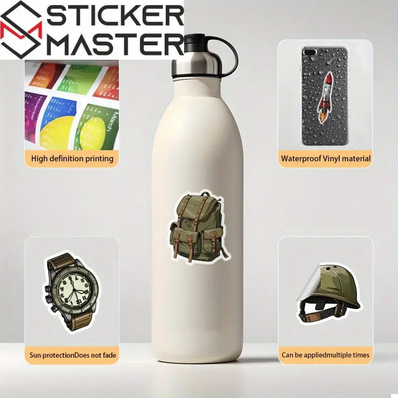 50 Adet Askeri Sticker Seti Zeytin Yeşili & Siyah | Sticker Master - Sticker Master