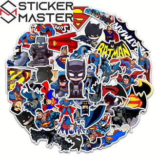 Batman Superman Sticker Seti 45'li - Laptop Araba Telefon - Sticker Master