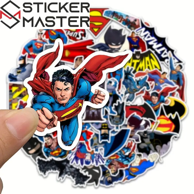 Batman Superman Sticker Seti 45'li - Laptop Araba Telefon - Sticker Master