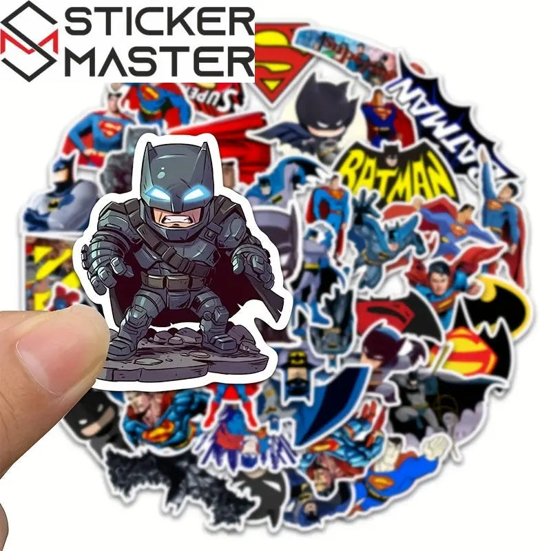 Batman Superman Sticker Seti 45'li - Laptop Araba Telefon - Sticker Master