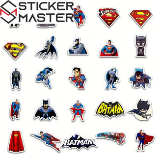 Batman Superman Sticker Seti 45'li - Laptop Araba Telefon - Sticker Master