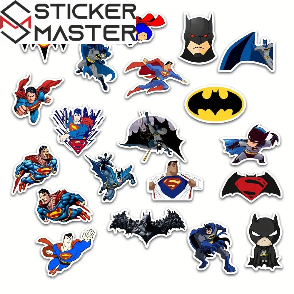 Batman Superman Sticker Seti 45'li - Laptop Araba Telefon - Sticker Master