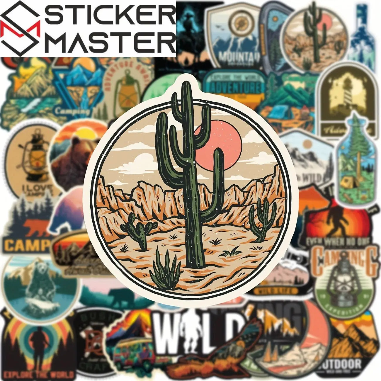 Sticker Master Doğa Macerası Sticker Seti (50 Adet) | Su Geçirmez Kamp & Outdoor Çıkartmaları - Sticker Master