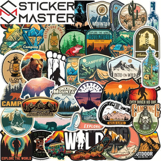 Sticker Master Doğa Macerası Sticker Seti (50 Adet) | Su Geçirmez Kamp & Outdoor Çıkartmaları - Sticker Master