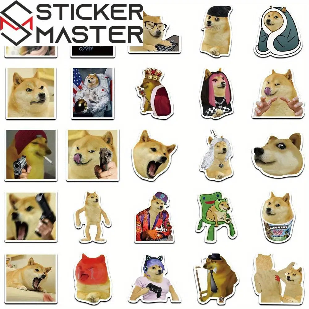 Sticker Master 50'li Köpek Meme Sticker Seti – Suya Dayanıklı Vinyl PVC Karikatür Çıkartmalar | Laptop, Su Şişesi, Kaykay, Telefon, Bavul | Düzensiz Şekiller, Gençler & Yetişkinler - Sticker Master