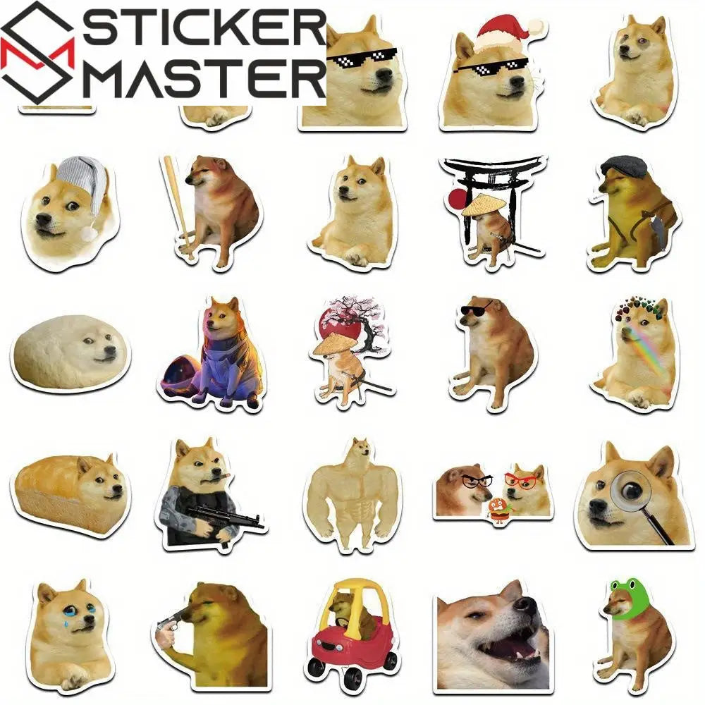 Sticker Master 50'li Köpek Meme Sticker Seti – Suya Dayanıklı Vinyl PVC Karikatür Çıkartmalar | Laptop, Su Şişesi, Kaykay, Telefon, Bavul | Düzensiz Şekiller, Gençler & Yetişkinler - Sticker Master