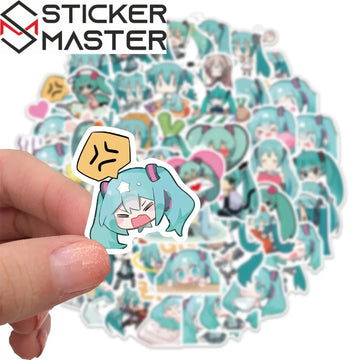 Sticker Master 50 Adet Chibi Sevimli Miku Sticker Set Motor Oto Araç Laptop Telefon Çıkartma Etiket - Sticker Master
