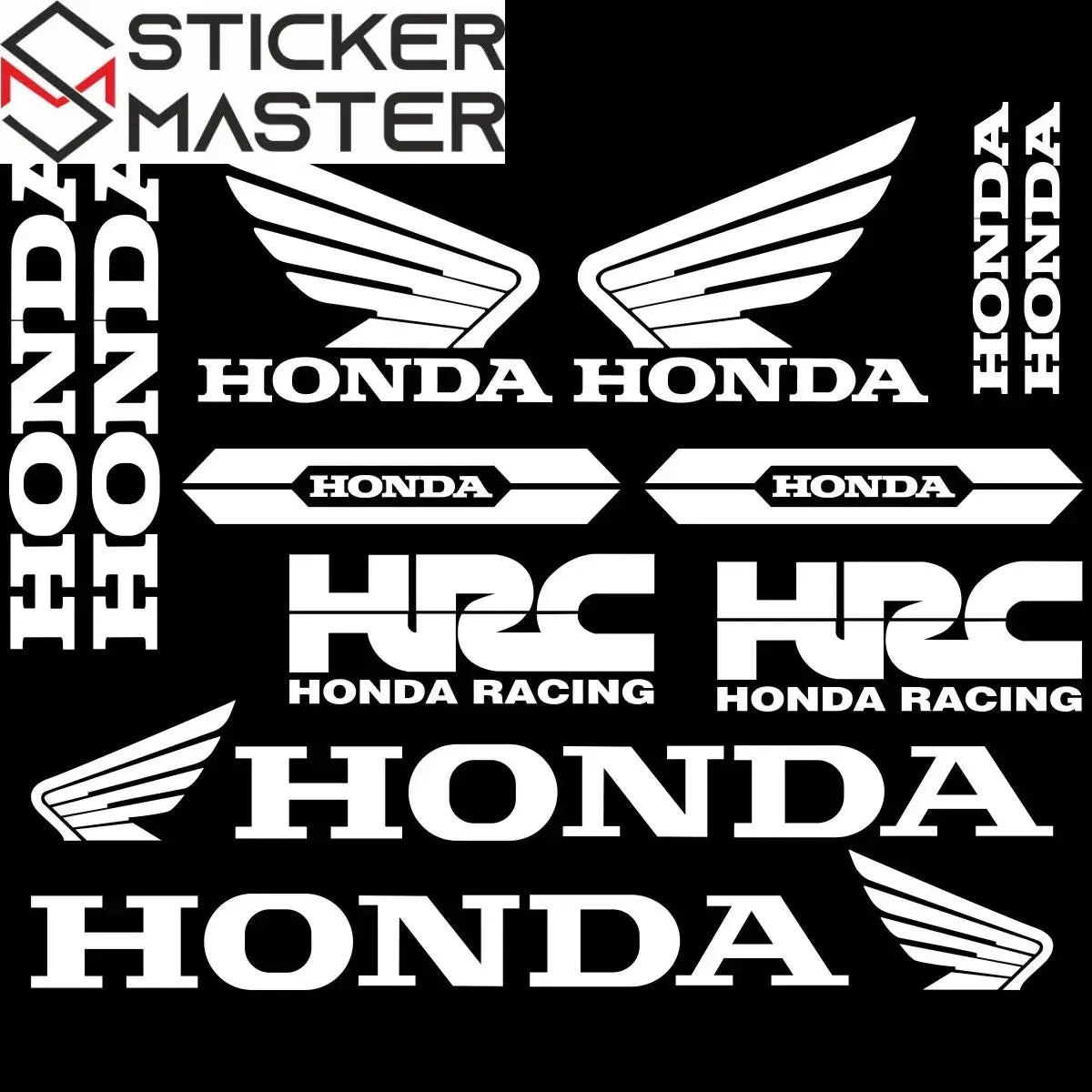 Sticker Master Honda CBR HRC Logo Sticker Seti – Kask, Tank, Motor İçin Vinil Etiket Takımı - Sticker Master
