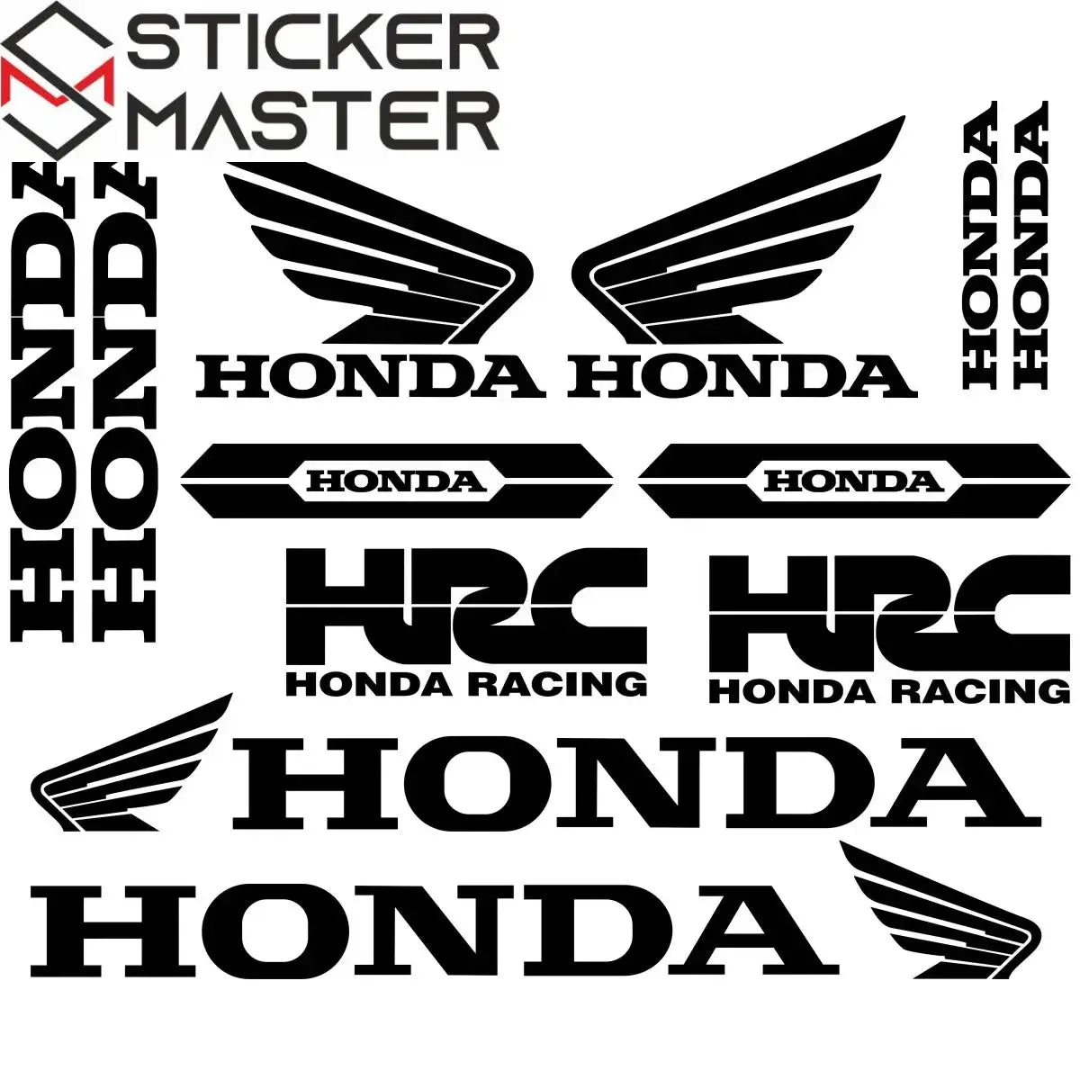 Sticker Master Honda CBR HRC Logo Sticker Seti – Kask, Tank, Motor İçin Vinil Etiket Takımı - Sticker Master