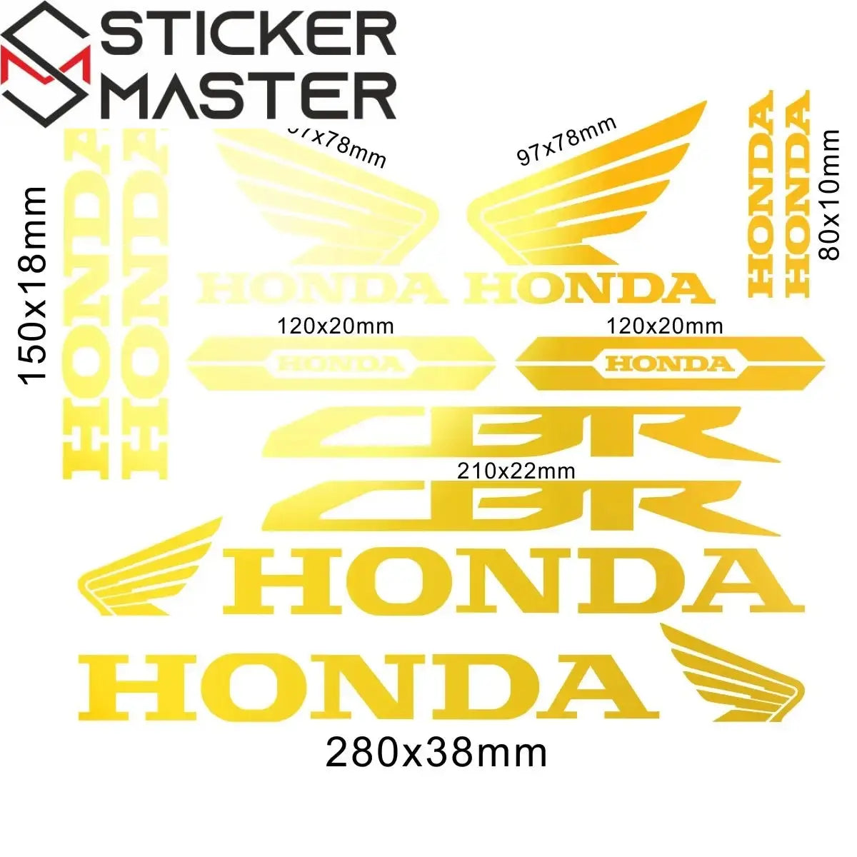 Sticker Master Honda CBR HRC Logo Sticker Seti – Kask, Tank, Motor İçin Vinil Etiket Takımı - Sticker Master