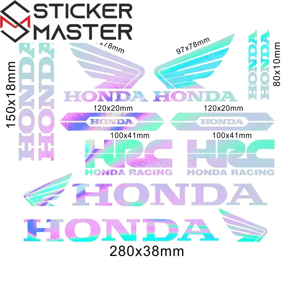 Sticker Master Honda CBR HRC Logo Sticker Seti – Kask, Tank, Motor İçin Vinil Etiket Takımı - Sticker Master