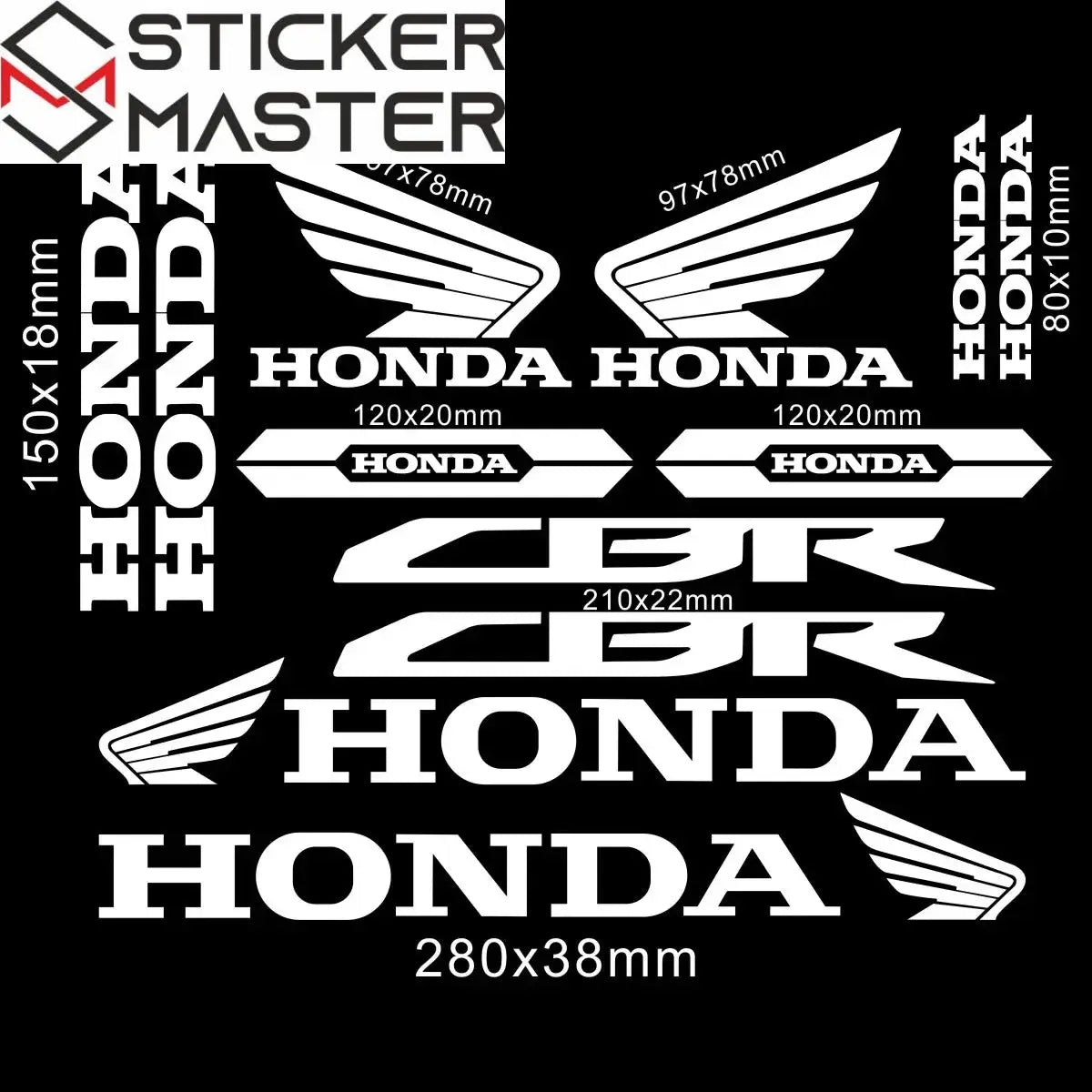 Sticker Master Honda CBR HRC Logo Sticker Seti – Kask, Tank, Motor İçin Vinil Etiket Takımı - Sticker Master