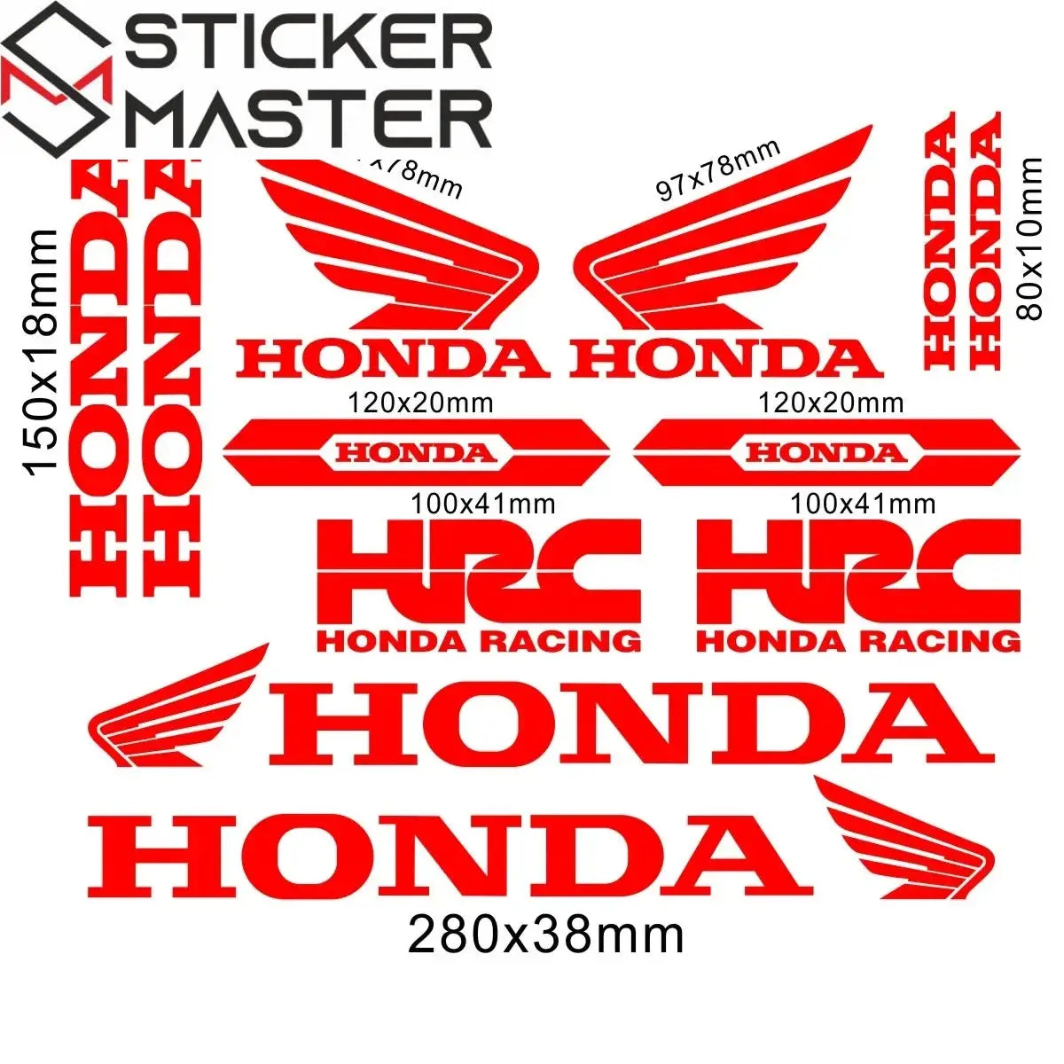 Sticker Master Honda CBR HRC Logo Sticker Seti – Kask, Tank, Motor İçin Vinil Etiket Takımı - Sticker Master