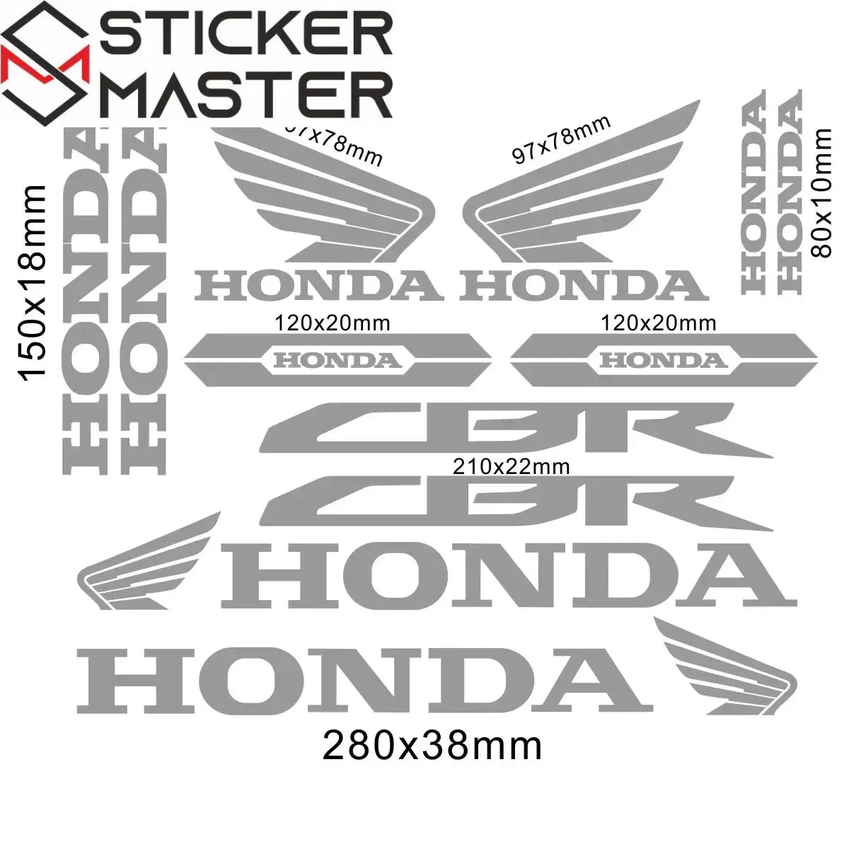 Sticker Master Honda CBR HRC Logo Sticker Seti – Kask, Tank, Motor İçin Vinil Etiket Takımı - Sticker Master