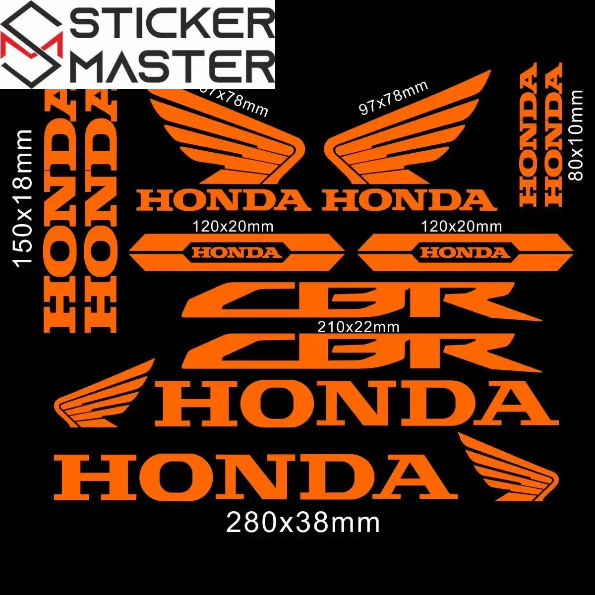 Sticker Master Honda CBR HRC Logo Sticker Seti – Kask, Tank, Motor İçin Vinil Etiket Takımı - Sticker Master