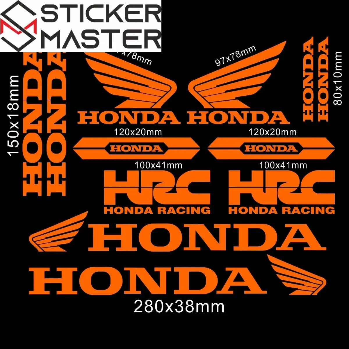 Sticker Master Honda CBR HRC Logo Sticker Seti – Kask, Tank, Motor İçin Vinil Etiket Takımı - Sticker Master