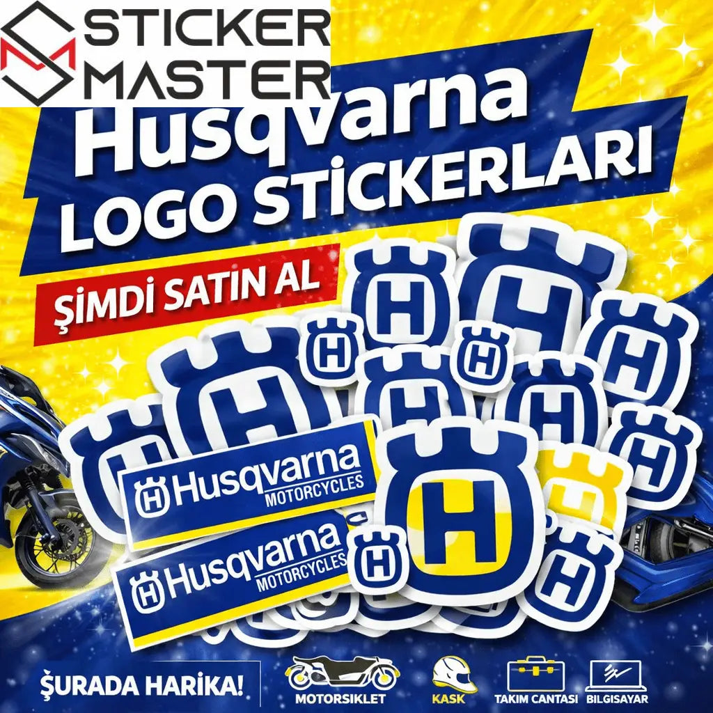 Husqvarna Uyumlu Sticker Seti | 33x48 cm Büyük Boy Çıkartma Sticker Master