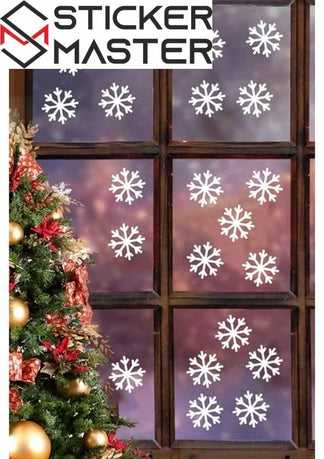 Sticker Master 40 Adet Beyaz Kar Tanesi Cam Kış Sticker - Yılbaşı Sticker- Yılbaşı Dekoru Etiket Çık