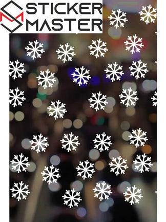 Sticker Master 40 Adet Beyaz Kar Tanesi Cam Kış Sticker - Yılbaşı Sticker- Yılbaşı Dekoru Etiket Çık