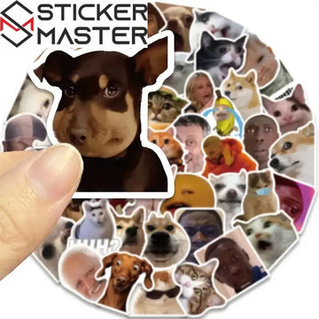 Sticker Master 50'li Komik Meme Sticker Seti – Karikatür Köpek, Kedi, Üzgün Hamster Çıkartmaları | Laptop, Defter, Su Şişesi | Yaratıcı DIY PVC Sticker Koleksiyonu, Mat Kaplama, Hediye - Sticker Master