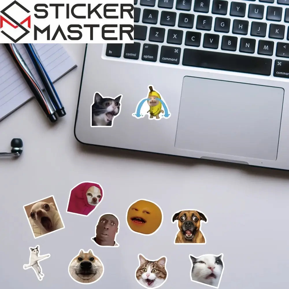 Sticker Master 50'li Komik Meme Sticker Seti – Karikatür Köpek, Kedi, Üzgün Hamster Çıkartmaları | Laptop, Defter, Su Şişesi | Yaratıcı DIY PVC Sticker Koleksiyonu, Mat Kaplama, Hediye - Sticker Master