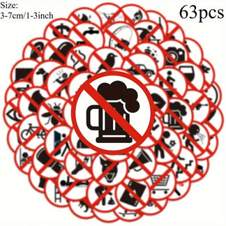 Sticker Master 63 Adet Funny Sign Series Graffiti Seti (Su Geçirmez) Sticker Paketi – Dizüstü, Telefon, Kask, Bavul, Kaykay için - Sticker Master