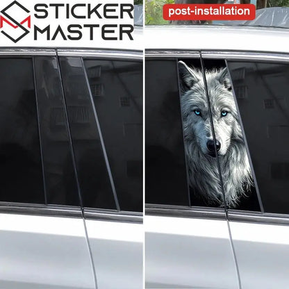 Mavi Gözlü Kurt Yan Direk Sticker Seti (2 Adet) | Sticker Master - Sticker Master