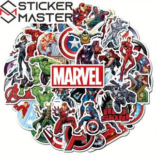 Sticker Master Marvel & Avengers Süper Kahraman Sticker Seti (50 Adet) | Su Geçirmez Çıkartmalar - Sticker Master