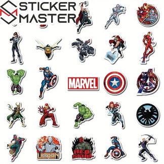 Sticker Master Marvel & Avengers Süper Kahraman Sticker Seti (50 Adet) | Su Geçirmez Çıkartmalar - Sticker Master