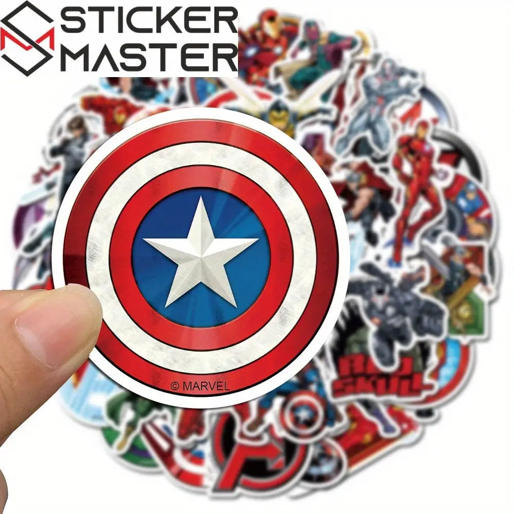 Sticker Master Marvel & Avengers Süper Kahraman Sticker Seti (50 Adet) | Su Geçirmez Çıkartmalar - Sticker Master