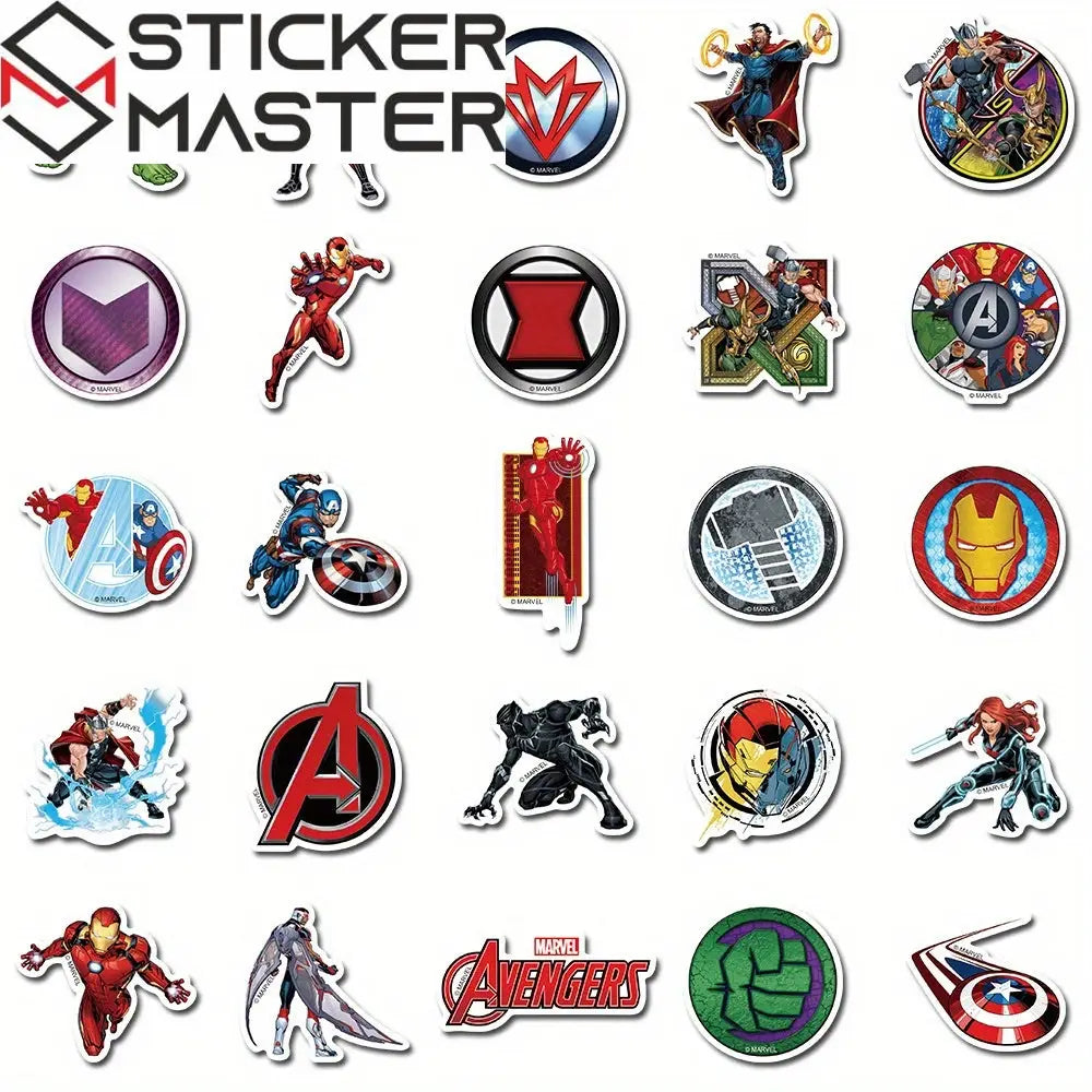 Sticker Master Marvel & Avengers Süper Kahraman Sticker Seti (50 Adet) | Su Geçirmez Çıkartmalar - Sticker Master