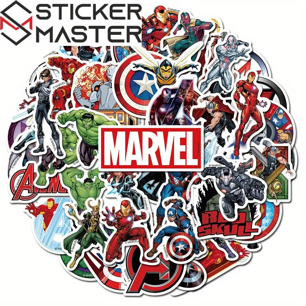 Sticker Master Marvel & Avengers Süper Kahraman Sticker Seti (50 Adet) | Su Geçirmez Çıkartmalar - Sticker Master