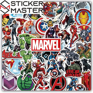 Sticker Master Marvel & Avengers Süper Kahraman Sticker Seti (50 Adet) | Su Geçirmez Çıkartmalar - Sticker Master
