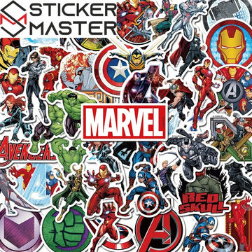 Sticker Master Marvel & Avengers Süper Kahraman Sticker Seti (50 Adet) | Su Geçirmez Çıkartmalar - Sticker Master