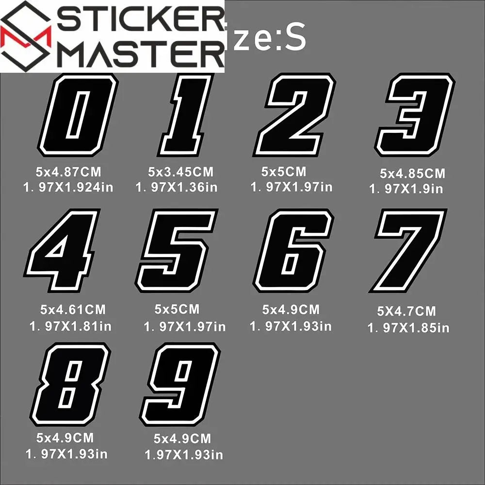 Motosiklet Rakam Sticker Seti | 0-9 Numaralı Su Geçirmez Etiket (2 Adet) Sticker Master