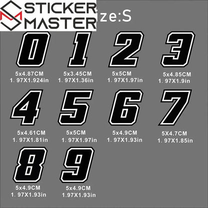 Motosiklet Rakam Sticker Seti | 0-9 Numaralı Su Geçirmez Etiket (2 Adet) Sticker Master