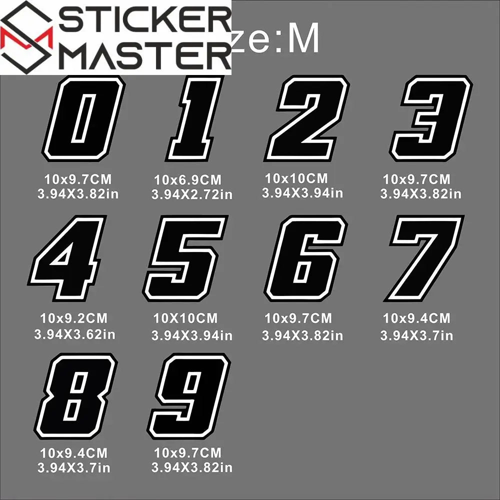 Motosiklet Rakam Sticker Seti | 0-9 Numaralı Su Geçirmez Etiket (2 Adet) Sticker Master