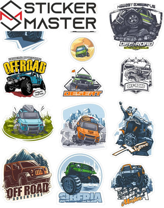Sticker Master Sticker Oto Off Road 4x4 Sticker Seti Motor, Kask, Laptop, Araba, Oto Araç İçin Dayanıklı Etiket Decal 13 Adet 10 Cm