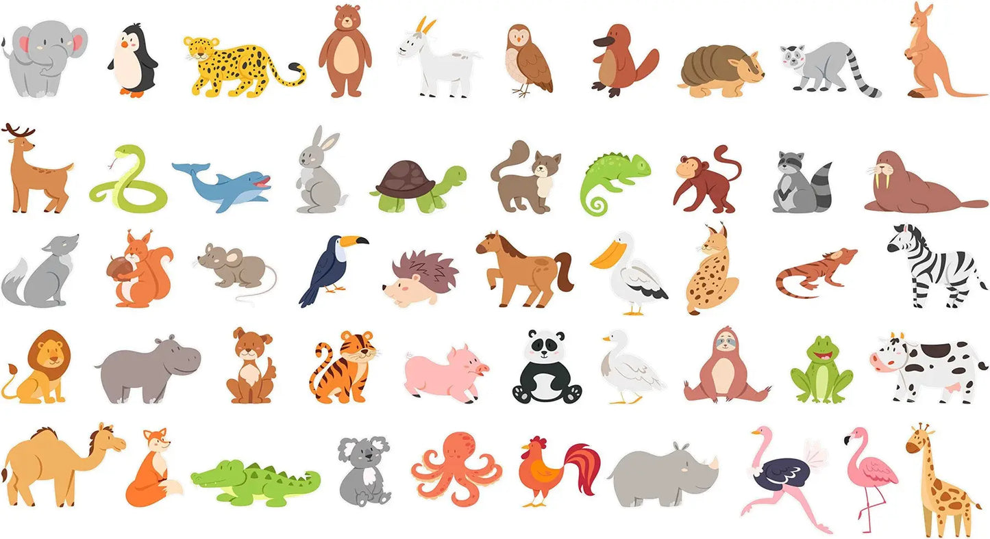 Sticker Master 50 Parça Sevimli Hayvanlar Etiket Çıkartma Pc Laptop Araba Oto Motor 8-10 cm