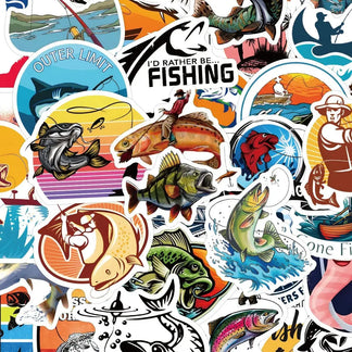 Sticker Master 60 Adet Deniz Balıkçılık Kaykay Motosiklet Gitar Bagaj Dizüstü Bilgisayar Bisiklet Çocuk Oyuncakları Sticker Set Motor Oto Araç Çıkartma Etiket Sticker Master