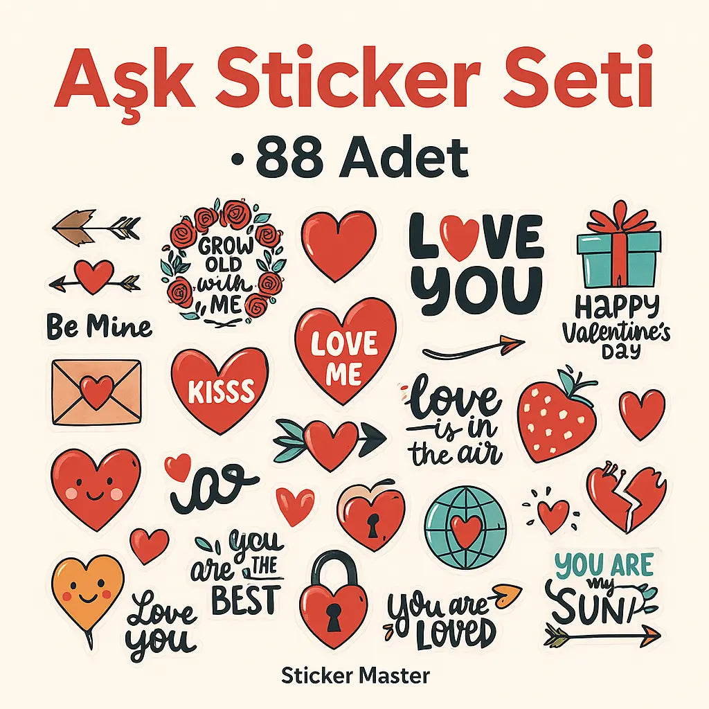 Sticker Master 88 Adet Love Aşk Graffiti JDM Araba Modifiye Stickers Motor Bisiklet Laptop Sticker Etiket Çıkartma Sticker Master