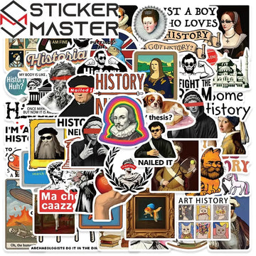Sticker Master 50 adet Komik Karikatür Tarih Karakterleri Çıkartmalar Bagaj Dizüstü Gitar Telefon Bisiklet Su Geçirmez Graffiti Vinil Sticker Etiket - Sticker Master