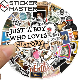 Sticker Master 50 adet Komik Karikatür Tarih Karakterleri Çıkartmalar Bagaj Dizüstü Gitar Telefon Bisiklet Su Geçirmez Graffiti Vinil Sticker Etiket - Sticker Master